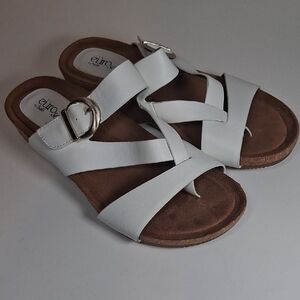 Euro Soft White Fuax Leather Slide in Sandals